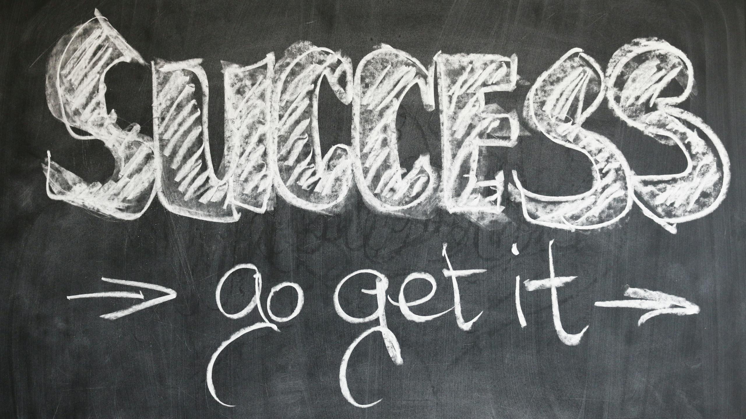 aiotechnical.com Motivational chalkboard with 'Success - go get it' written in chalk.